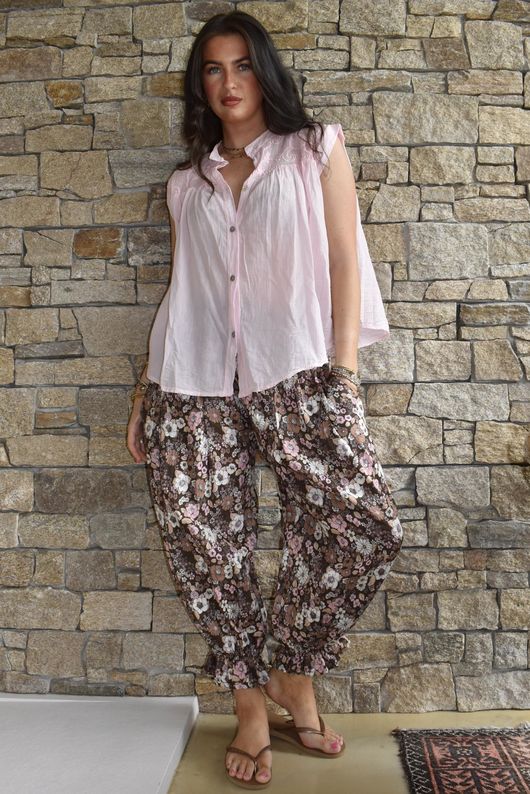 Elsie Pure Cotton Cap Sleeve Blouse Sugar